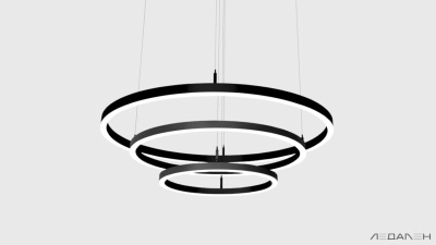 Светильник кольцо RING TRIO 6000K 80W, корпус черный