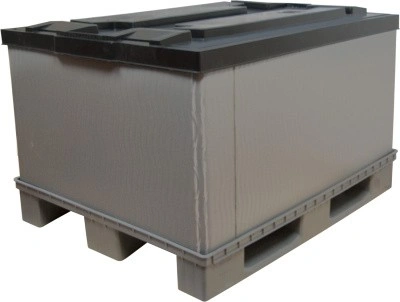 Контейнер 1200х800х860 мм сплошной разборный на п/паллет, арт. Р-Вох Н700 серый, код: 03156