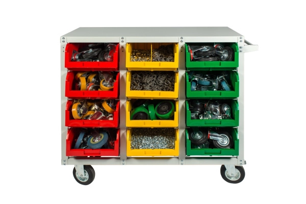 Стеллаж с направляющими Стелла-техник V4-12-160-К мобильный, односторонний, 12 ячеек, грузоподъемность до 300кг