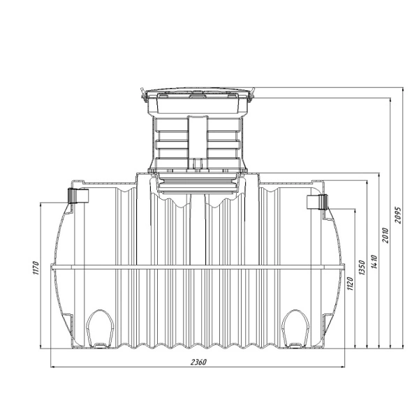 Автономная канализация Rostok Ground 6 с горловиной 600 мм и принудительным отведением 