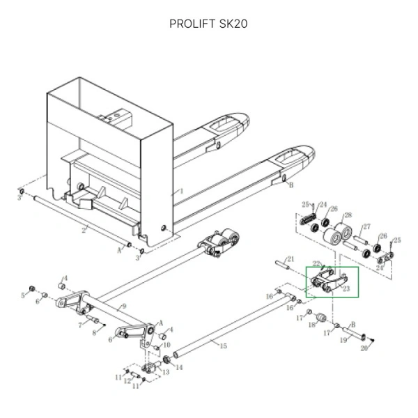 Рычаг силового блока для тележек SK20