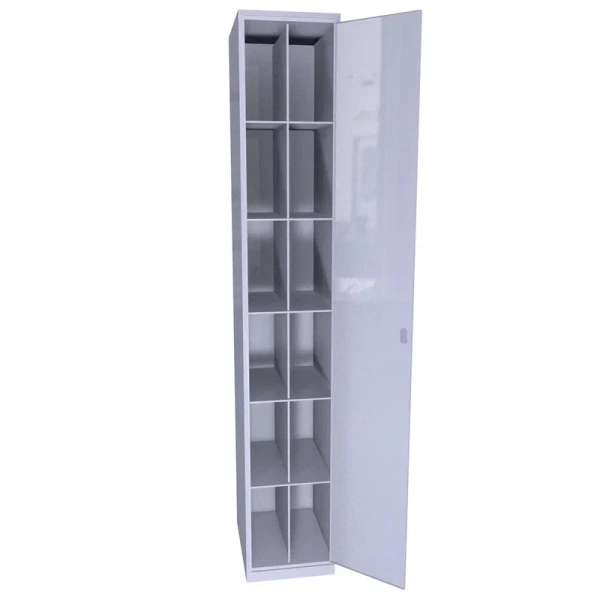 Металлический шкаф ХПГ 12 для СИЗ и противогазов 1870х380х500 мм с дверью Светло-серый