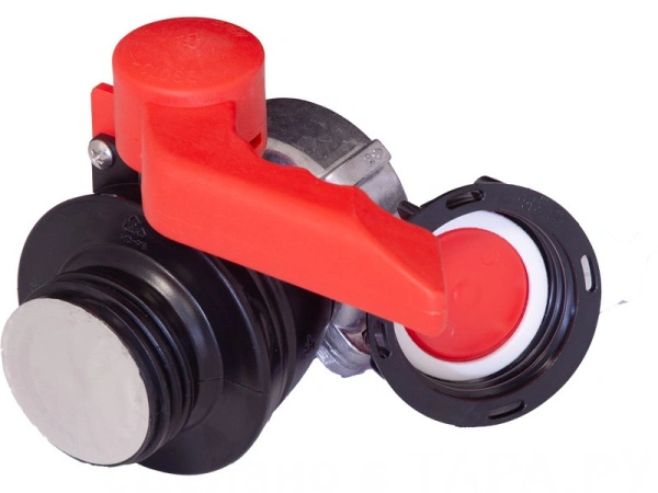 Кран п/э для еврокуба 50x75 с дюралюмин. гайкой, с прокладкой EPDM, с резьбой S60x6, код: 38016