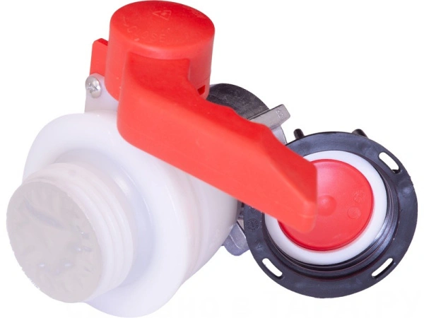 Кран п/э для еврокуба 50x62 с дюралюмин. гайкой, с прокладкой EPDM, с резьбой S60x6, код: 38023