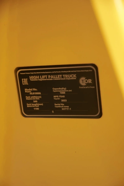 Тележка гидравлическая с ножничным подъемом 1000 кг 1150 мм полиуретановые колеса TOR HLS1000Q