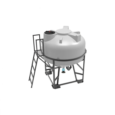 Емкость ЦКТ 3000 л с патрубком 110мм с фланцем под плотность до 1,2 г/см³ белая в обрешетке с лестницей