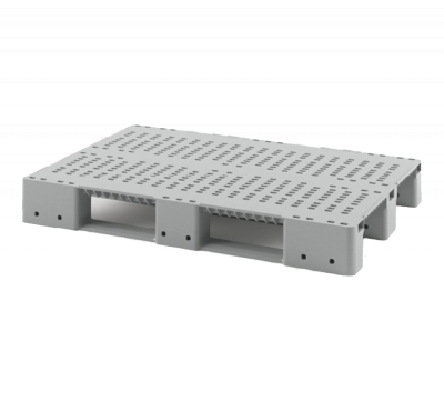 Усиленный перфорированный поддон на трёх полозьях усиленный одной трубой 1200x800x150 без бортика